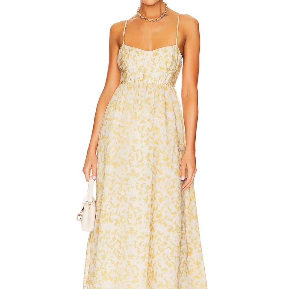 Elegant Yellow Floral Dress
